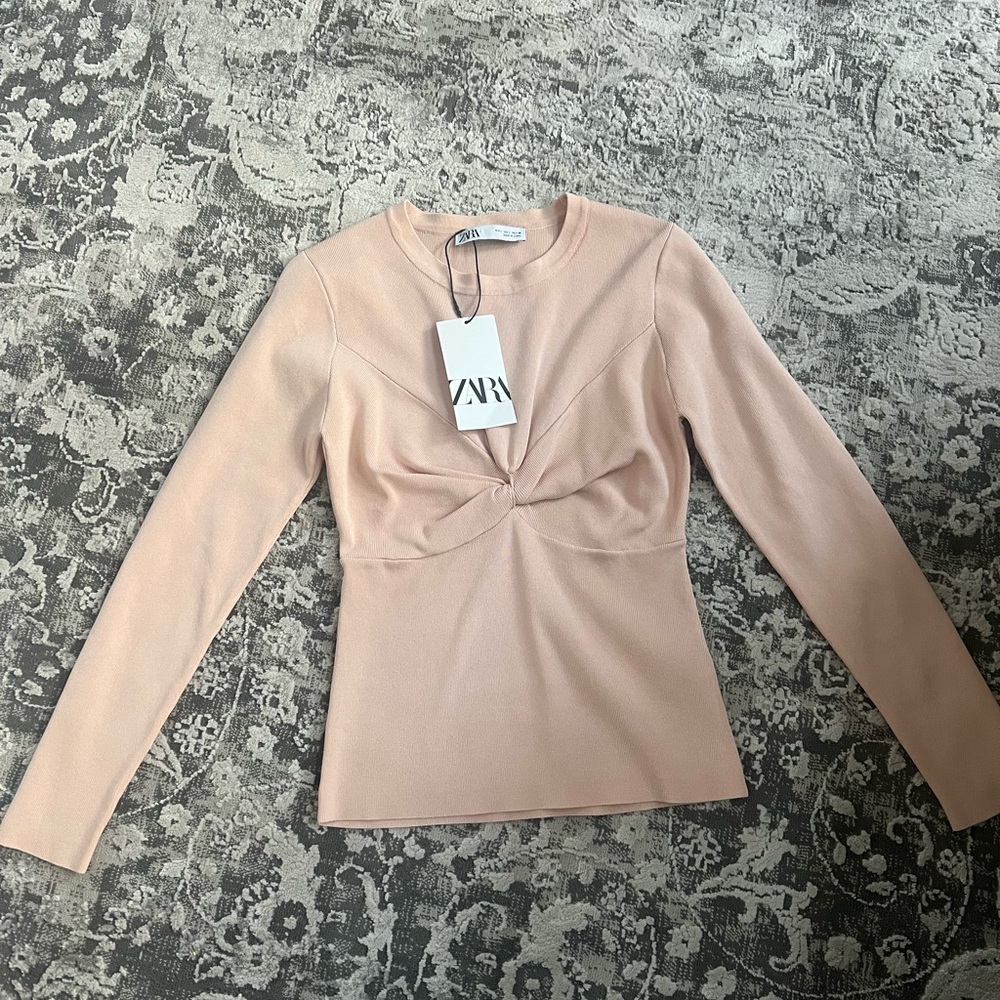 SOLD Zara Women's Pink Long Sleeve Top